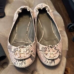 Tory Burch Pink Snakeskin Flats